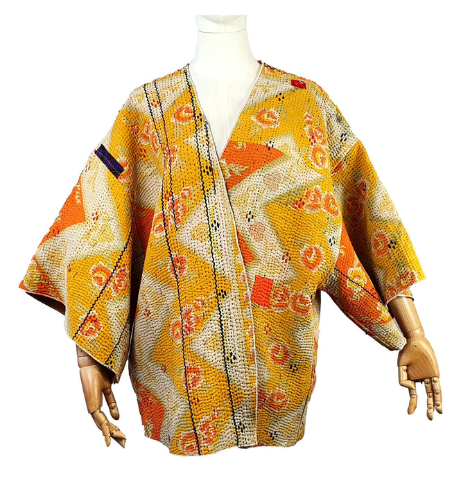 Vintage Cotton Kantha Kimono | Textile Art