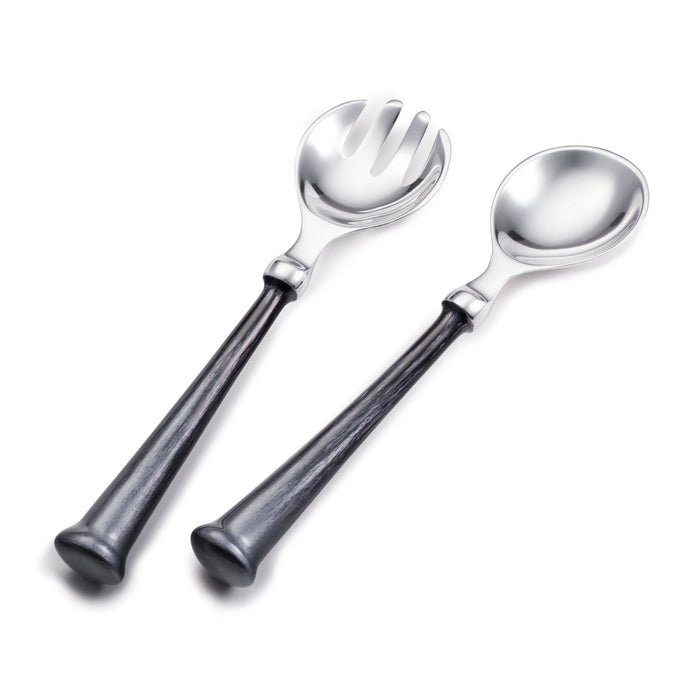 Pair of Recycled Aluminium Salad Servers, Grey Enamel