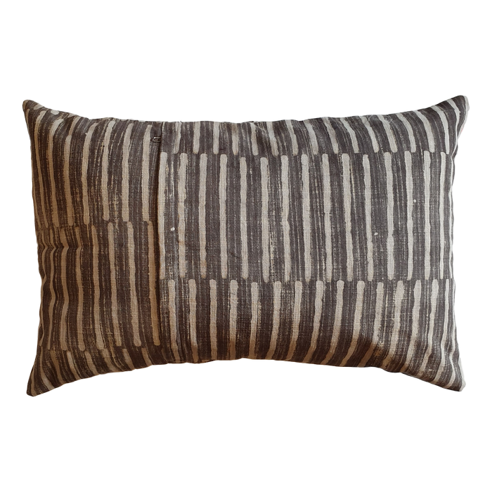 Grey Stripes Block Printed Cotton Lumber Cushion