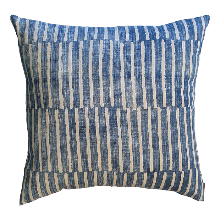 Blue Stripes Block Printed Cotton Cushion