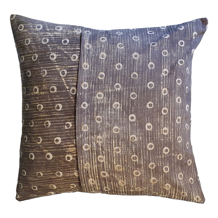 Grey Spots Block Printed Cotton Cushion