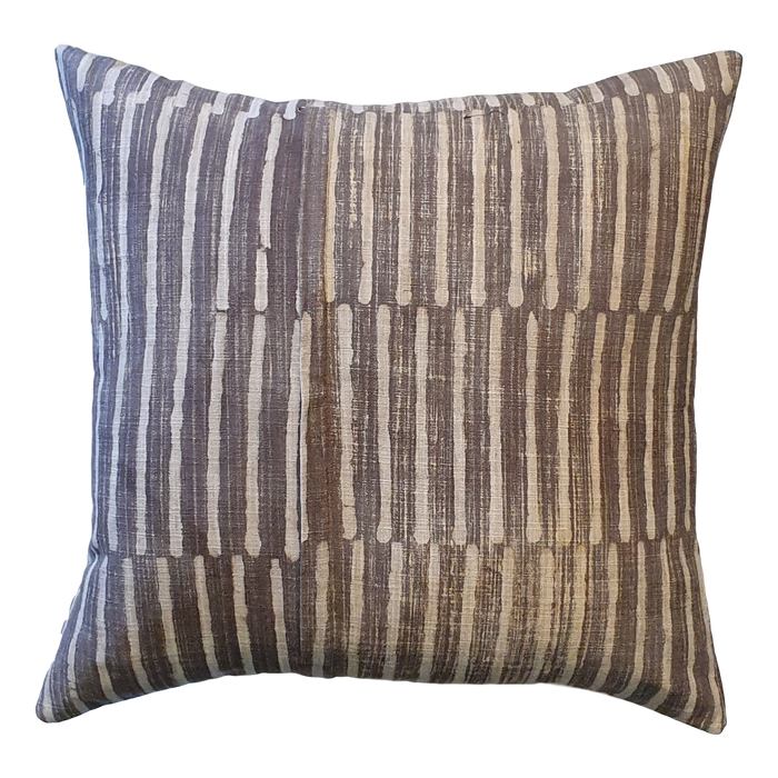 Grey Stripes Block Printed Cotton Cushion