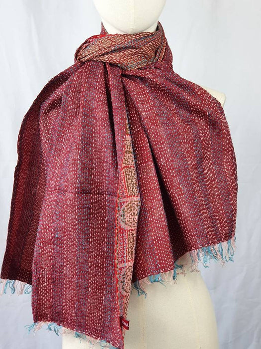 Reversible Silk Kantha Scarf