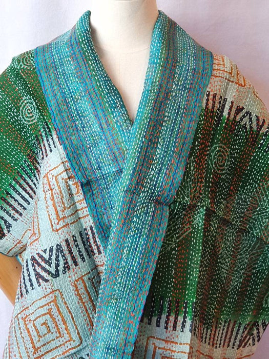 Reversible Silk Kantha Scarf