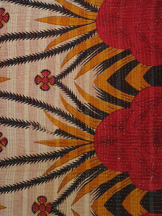 Reversible Tote Bag Made from a Vintage Hand Stitched Cotton Kantha Blanket