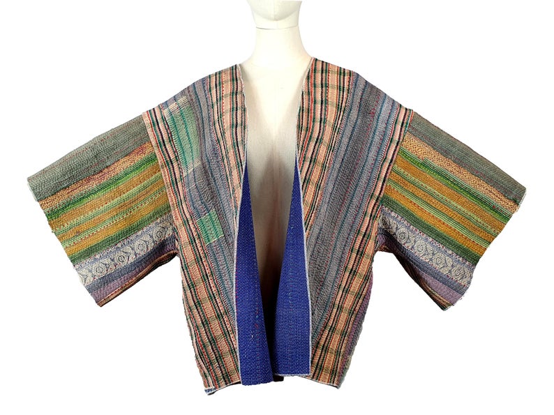 Vintage Cotton Kantha Kimono | Textile Art