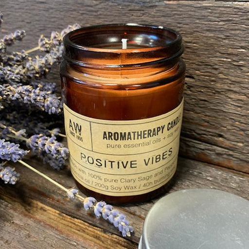 Positive Vibes Aromatherapy Candle with Clary Sage and Peppermint Essential Oils