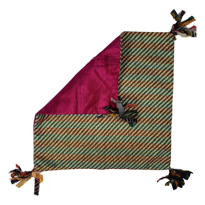 Silk Kantha Cushion Cover With Tassels