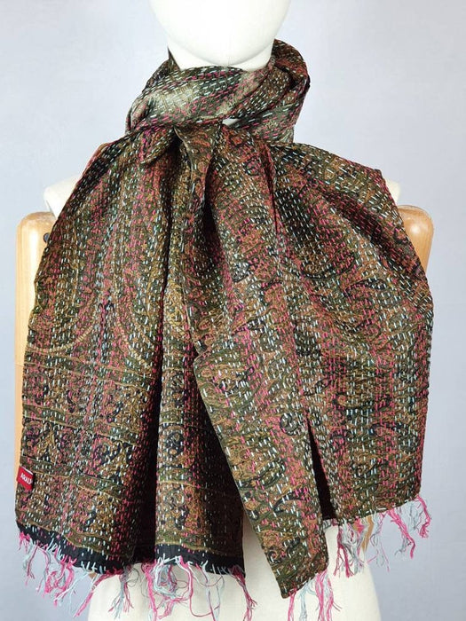 Reversible Silk Kantha Scarf