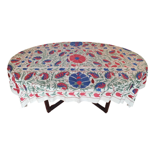 Authentic Suzani Hand Embroidered Silk on Cotton