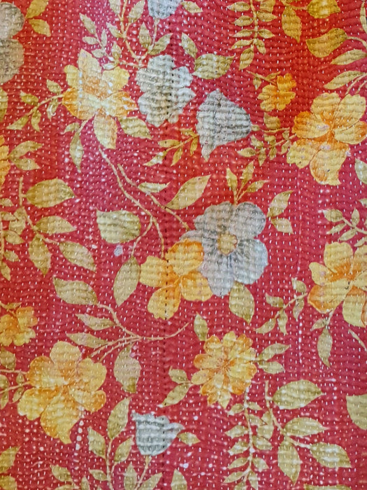 Reversible Tote Bag Made from a Vintage Hand Stitched Cotton Kantha Blanket