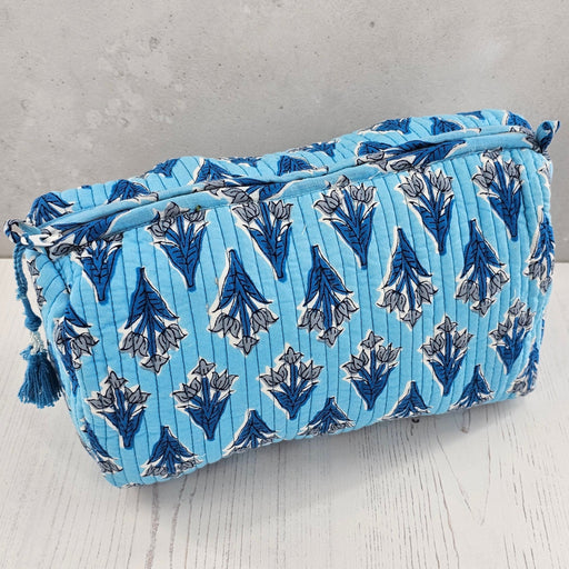 Block Print Wash Bag Sky Blue