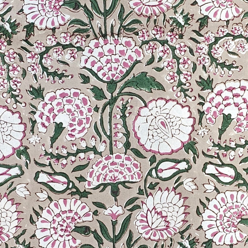 Block Print Tablecloth - Taupe, Mauve and Green