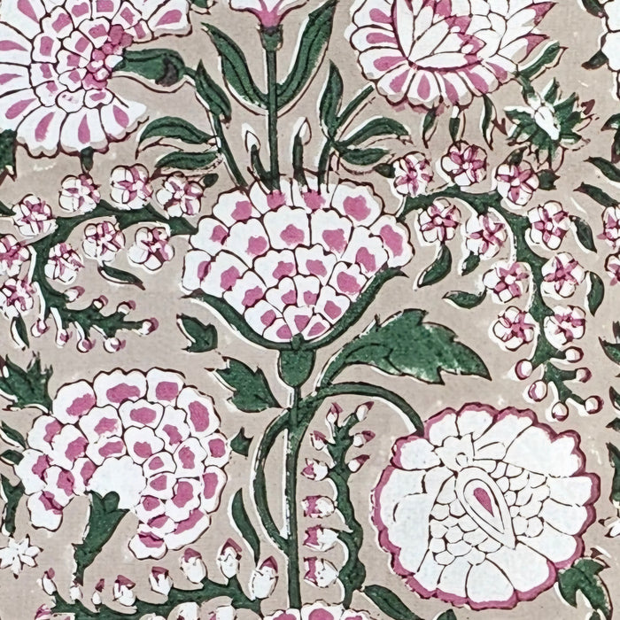 Block Print Tablecloth - Taupe, Mauve and Green