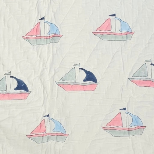 Pink Sail Boat Baby Quilt