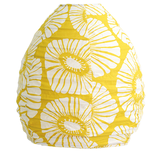 Yellow Beehive Pendant Lampshade: Retro Flowers Citrus Yellow
