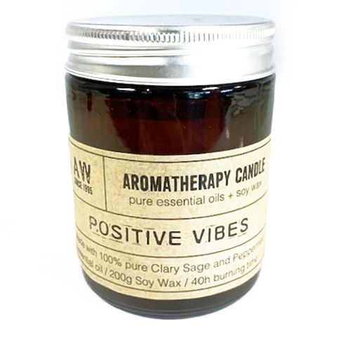Positive Vibes Aromatherapy Candle with Clary Sage and Peppermint Essential Oils