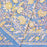 Aasmani hand-block-printed cotton tablecloth with pink and yellow botanicals on a dusty blue background folded over