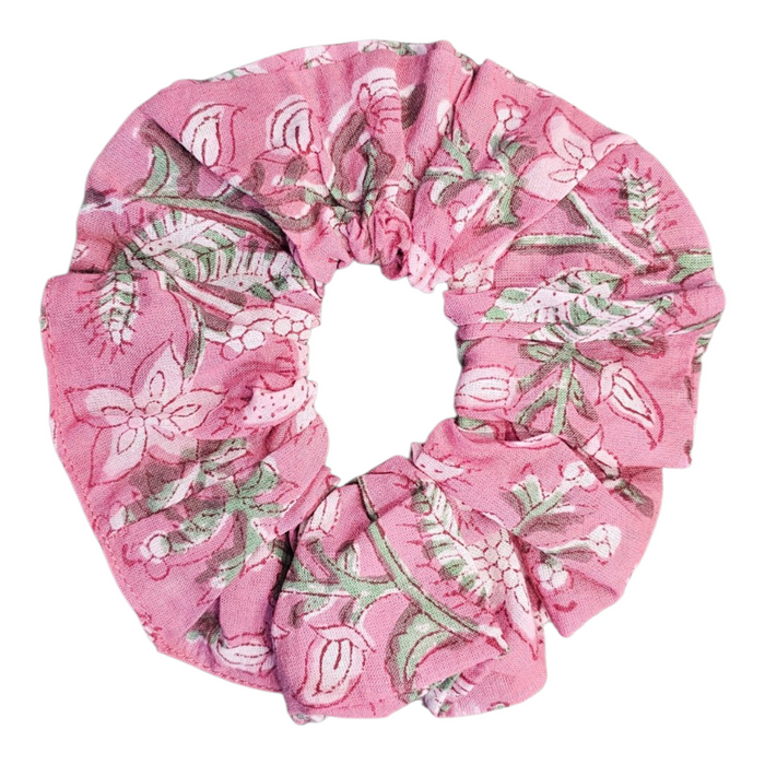 Arabella Block Print Cotton Hair Scrunchie