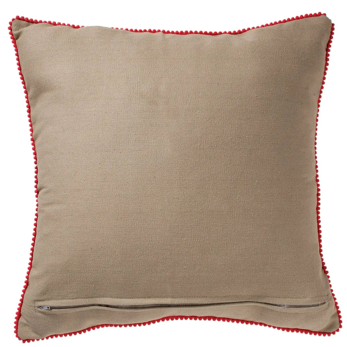 Birds Embroidered Cotton Cushion Cover Reverse Side