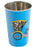 Blue tumbler with a colorful rickshaw design on a white background