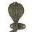 Cobra Design Green Patina Brass Handle close up shot set against a white backgrund