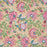 Macro detail of hand-block printing on cotton, highlighting the sage green vines, dusty rose flowers, and cross-hatched pomegranate motifs using ecofriendly dyes.