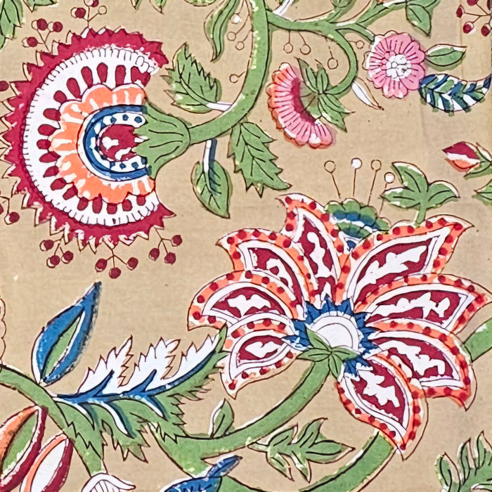 Detail picture of the Crimson Anar Block Print Tablecloth