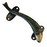 Decorative metal fish-shaped brass handle with green and gold patterns on a white background