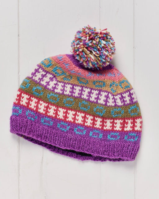 Handknited and fleece lined Dolpo Pompom Beanie Hat