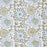 White cotton tablecloth hand-block printed with soft blue flowers and sage green leaves showing the main panel.