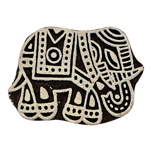 Elephant Design Wooden Carved Printing Block