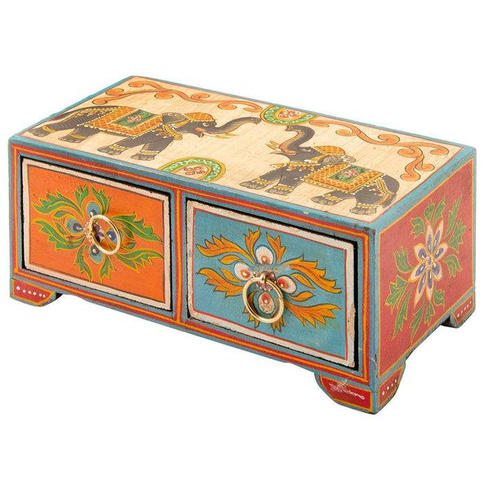 Elephant Painted 2 Drawer Chest