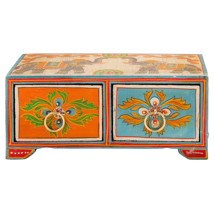 Elephant Painted 2 Drawer Chest