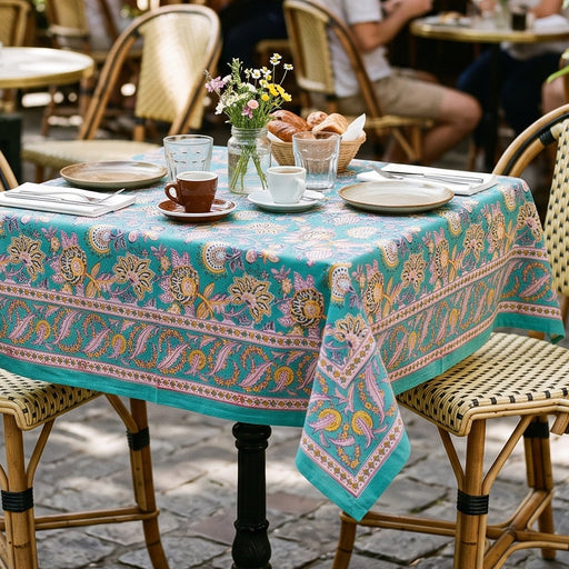 Firoza Block Printed Tablecloth | 110 x 110 cm