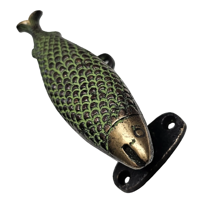 Fish Design Green Patina Brass Handle (M)