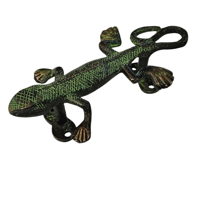 Gecko Design Green Patina Brass Handle on a white background