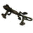 Gecko Design Green Patina Brass Handle as seen from the back on a white background
