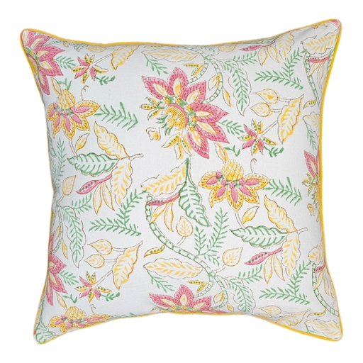 Golden Sunshine Block Print Cushion