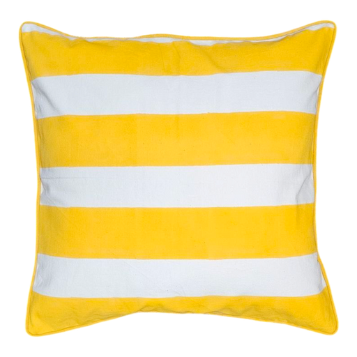 Golden Sunshine Stripes Block Print Cushon
