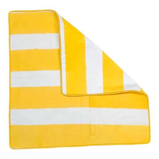 Golden Sunshine Stripes Block Print Cushon Cover showing reverse side