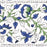 Close up of the border of a tablecloth with a blue and green floral motif on a white backgroundGreen Block Print Tablecloth with a Yellow and Blue Floral Motil