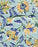 Close up of a Green Block Print Tablecloth with a Yellow and Blue Floral Motil