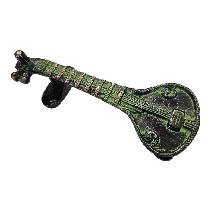 Green Brass Sitar Handle on a white background
