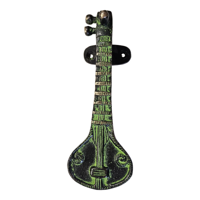Green Brass Sitar Handle on a white background