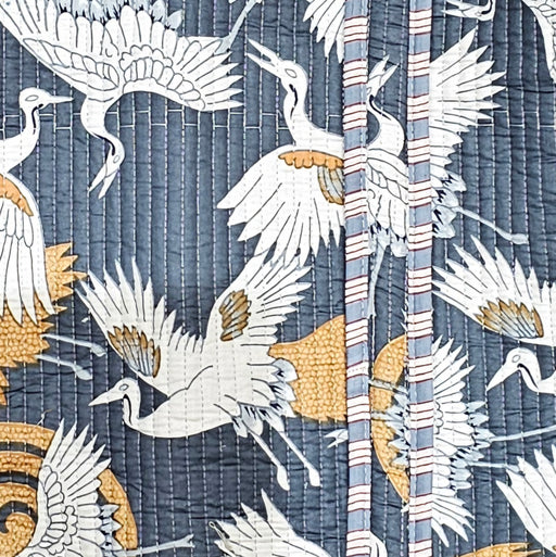 Midnight Crane Quilted Cotton Tote Bag