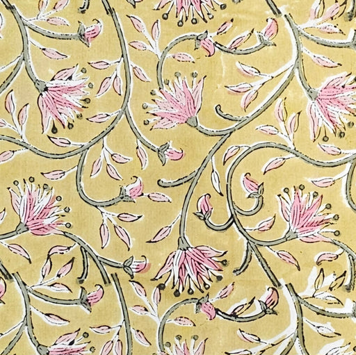 Hand Block Printed Cotton Tablecloth | Marigold Jaal | Small Square 110 x 110cm