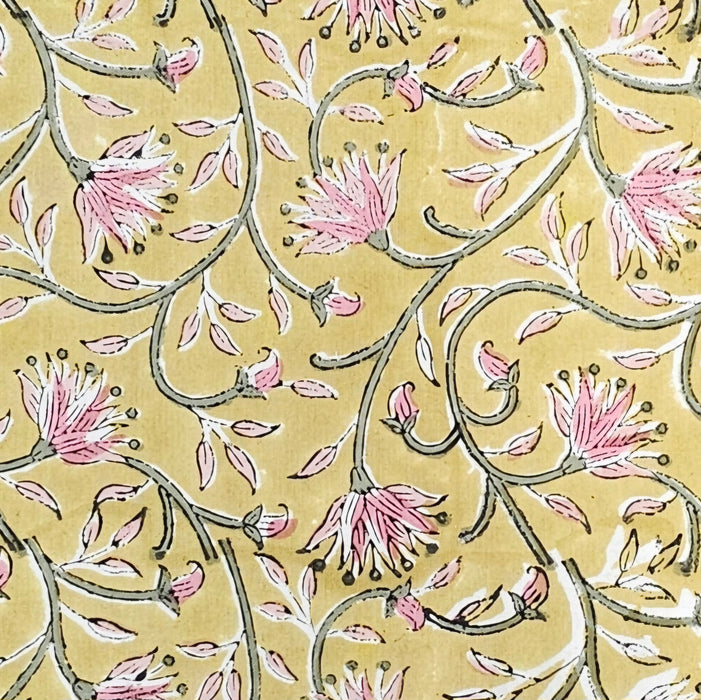 Hand Block Printed Cotton Tablecloth | Marigold Jaal | Small Square 110 x 110cm