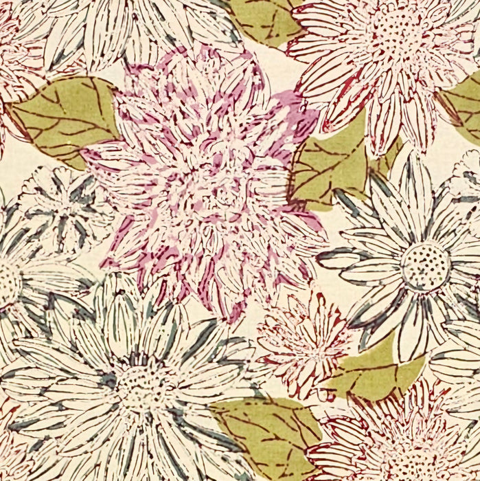 Pattern of stylized flowers and leaves on a textured background