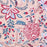 Floral pattern with red, blue, and pink colors on a beige background